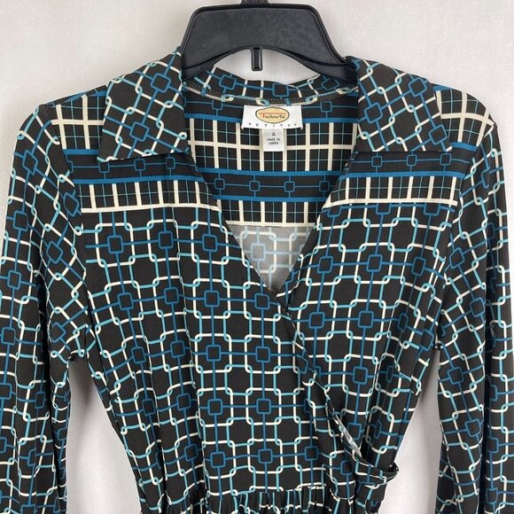 Talbots Women 3/4 Sleeve Pullover V Neck Print Dress Size 4 - Picture 7 of 11